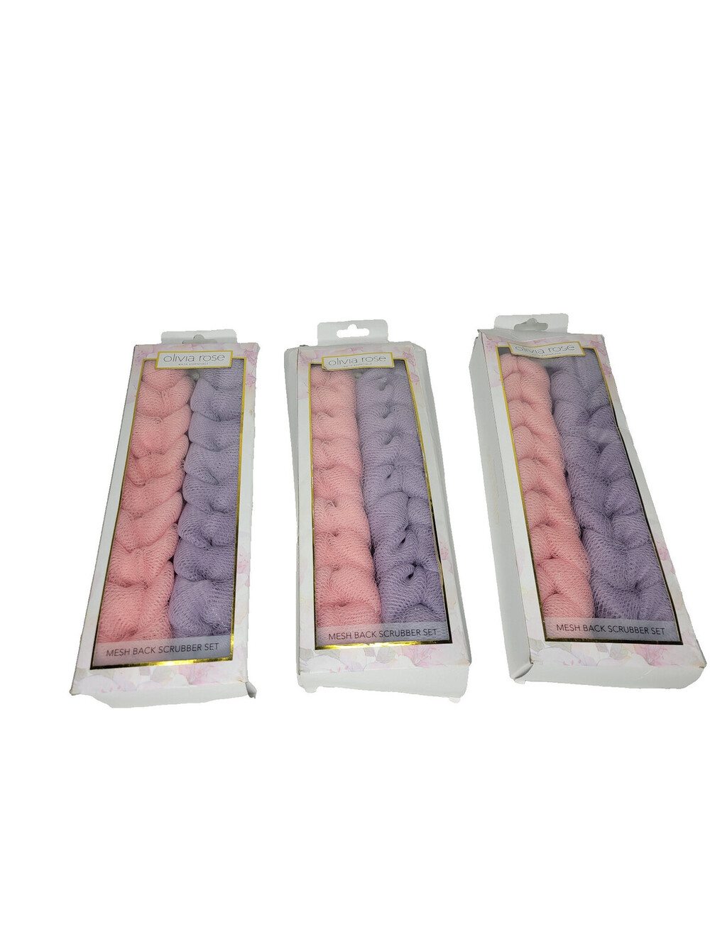 6pc Olivia Rose Mesh Body Scrub Bath Shower Back Scrubber *Distressed Packaging*